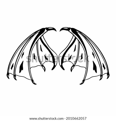 Devil Wings Logo. Tattoo Design. Stencil Vector Illustration.