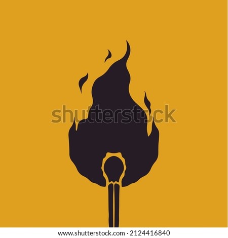 Wooden Lighter Matches Icon Symbol on Mustard Background. Tattoo Decal Logo Design. Vector Illustration.