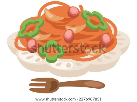 Neapolitan_Colon and cute simple dish vector illustration