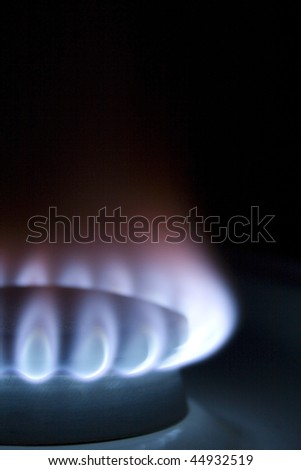 Bright flame of fire on a gas-furnace
