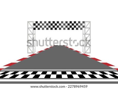 Asphalt racing track. Racing track with  Start or Finish line. Go-kart track. Race track road. Vector Illustration.