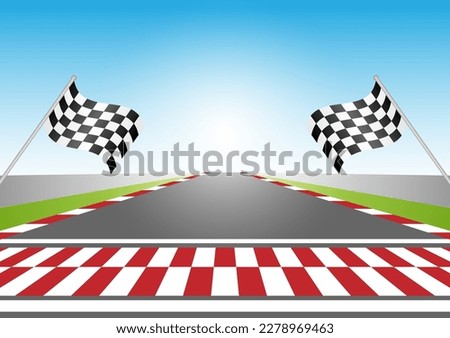 Asphalt racing track. Racing track with  Start or Finish line. Go-kart track. Race track road. Vector Illustration.