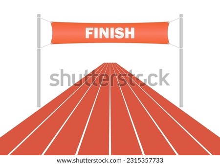 Finish line Ribbon in Running or Athlete Track. Vector Illustration Isolated on White Background. 