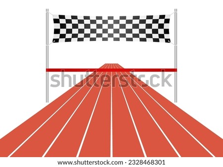 Finish line Ribbon in Running or Athlete Track. Vector Illustration Isolated on White Background.