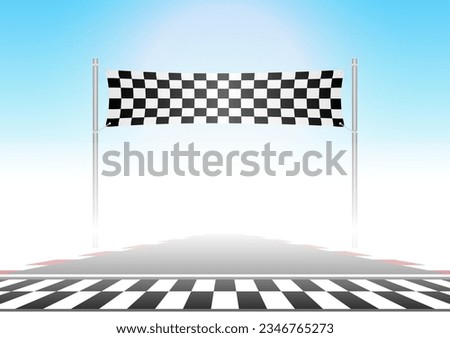 Racing track with Start or Finish line.  Go-kart track. Race track road. Vector Illustration. 
