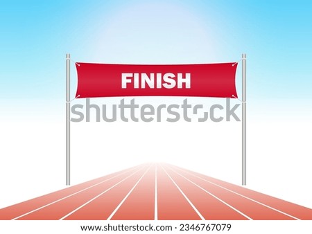 Running Track or Athlete Track with Start or Finish line. Vector Illustration.	