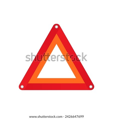 Red Triangle Emergency Sign. Vector Illustration. 
