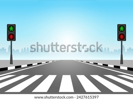 Crosswalk. Pedestrian Crossing Road. Zebra Crossing. Vector Illustration. 