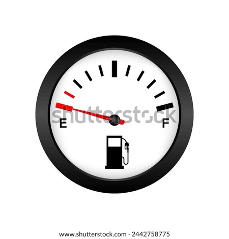 Fuel Gauge. Fuel indicators. Gas Meter.  Empty Tank. Vector Illustration.