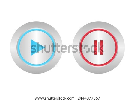 Play and Pause Button. Vector Illustration Isolated on White Background. 
