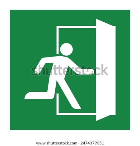 Exit Sign. Fire Exit Sign. Emergency Fire Exit Sign. Vector Illustration Isolated on White Background. 