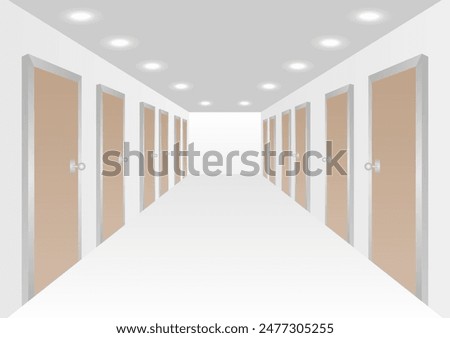 Empty Corridor in Hotel or Condominium. Vector Illustration. 