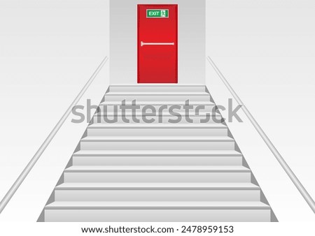 Emergency Exit Stair. Fire Exit Stair. Vector Illustration.