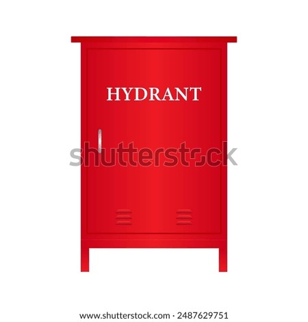 Fire Hydrant Box. Red Fire Hydrant. Vector Illustration Isolated on White Background. 