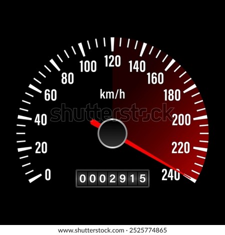 Car Speedometer Dashboard. Car Speed Meter Gauge. Tachometer or Odometer Display. Vector Illustration.