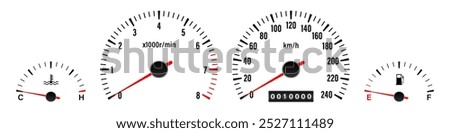 Car Dashboard. Car Panel Display. Car Speedometer Dashboard. Tachometer or Odometer Display. Vector Illustration.