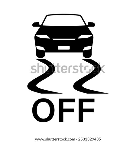 Stabilization Off Sign. Traction Control System Off Sign. Vector Illustration. 