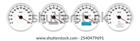 Car Dashboard. Car Panel Display. Car Speedometer Dashboard. Tachometer or Odometer Display. High Speed Concept. Vector Illustration.