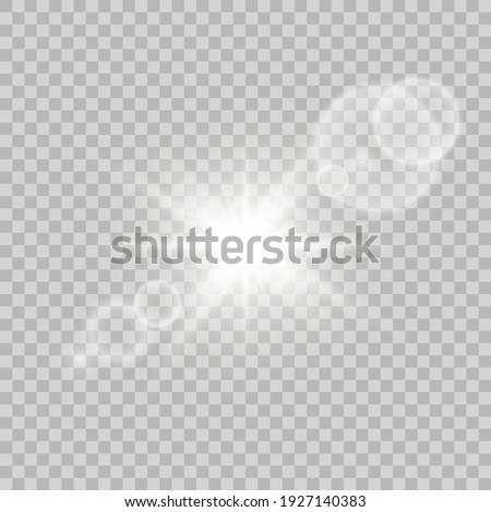 Shining sun glare rays, lens flare vector illustration. Vector transparent sunlight special lens flare light effect. Sunlight glowing png effect. Imagine de stoc © 