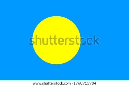 Flag of Palau, National Republic of Palau flag, The capital city is Melekeok.