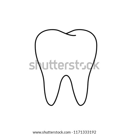 Single white and healthy tooth. Dental care concept. Icon design. Vector illustration isolated on white background.