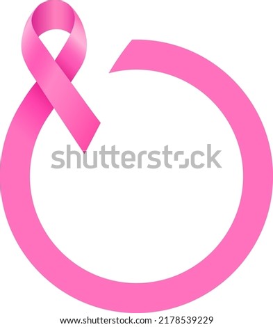 Pink ribbon curve in circle shape. Breast Cancer Awareness Month Campaign. Icon design. Vector illustration