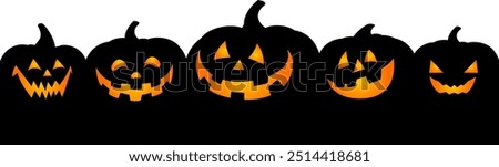 Black pumpkin. Halloween banner background with Jack o lantern. Vector illustration.