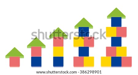Arrow up shape of stack blocks, Vector Illustration