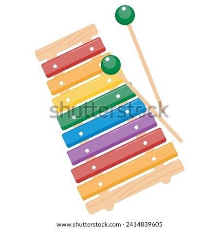 
Children musical instrument xylophone. Vector children toy