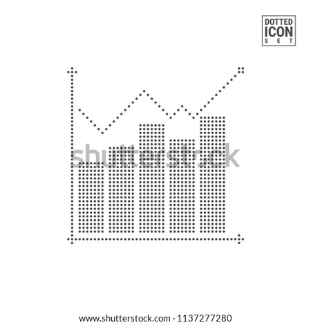 Growth Graph or Chart Dot Pattern Icon. Graph Dotted Icon Isolated on White Background. Vector Illustration. Vector Background for Banner, Certificate, Poster Design, Visiting Card.