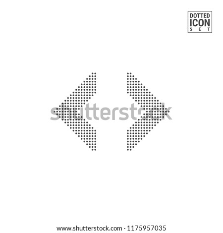 Operators Symbols Dot Pattern Icon. Greater Than and Less Than Dotted Icon Isolated on White Background. Vector Illustration or Design Template. Can Be Used for Advertising, Web and Mobile UI.