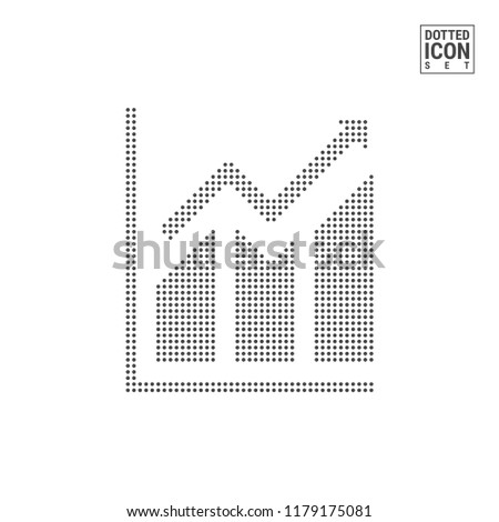 Up Graph Dot Pattern Icon. Ascendant Bars Dotted Icon Isolated on White. Vector Background, Design Template. Can Be Used for Advertising, Web and Mobile UI.