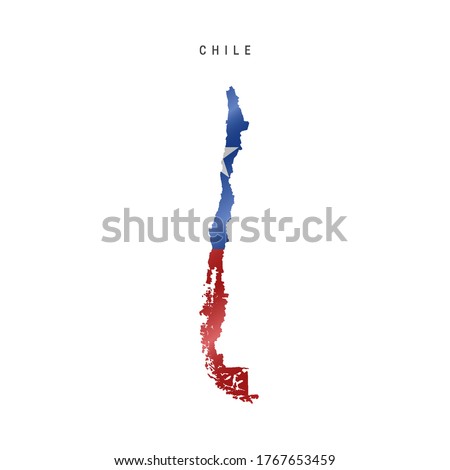 Detailed waving flag map of Chile. Vector map with masked flag.