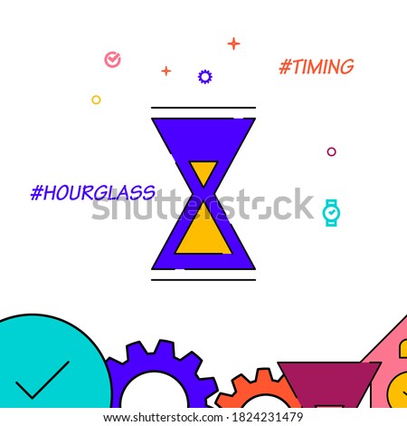 Hourglass, sandglass filled line vector icon, simple illustration, clock, time related bottom border.