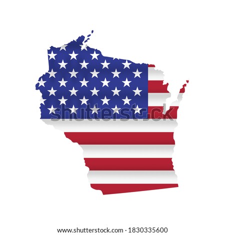 Wisconsin US state flag map isolated on white. Vector illustration.