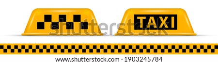 Taxi car roof sign. Realistic vector illustration isolated on white.