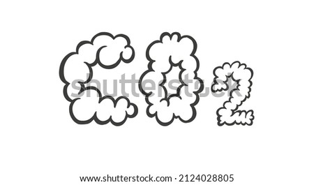 CO2, carbon dioxide emissions, cloudy letters vector icon. Flat vector illustration isolated on white background.
