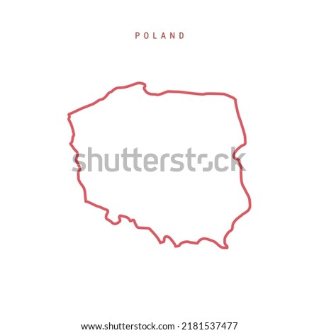 Poland editable outline map. Polish red border. Country name. Adjust line weight. Change to any color. Vector illustration.