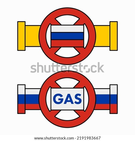 Russian gas ban. Energy crisis in Europe. Flat vector illustration isolated on white background.