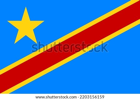 Democratic Republic of the Congo flag. DR Congo national banner and patriotic symbol. Official colors. Flat vector illustration.