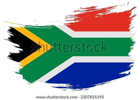South Africa brush stroke flag vector background. Hand drawn grunge style South African painted isolated banner.