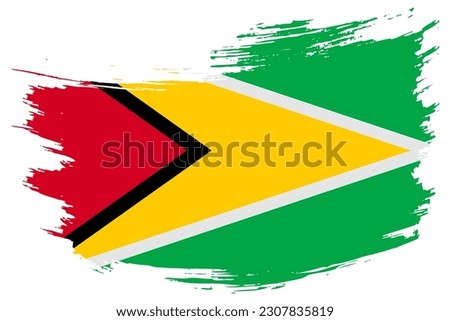 Guyana brush stroke flag vector background. Hand drawn grunge style Guyanese painted isolated banner.