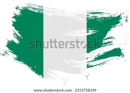 Nigeria brush stroke flag vector background. Hand drawn grunge style Nigerian painted isolated banner.