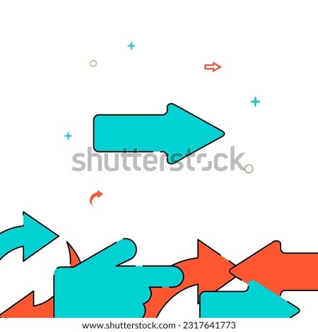 Right forward arrow filled line vector icon, simple illustration, related bottom border.