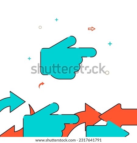 Hand pointer right arrow filled line vector icon, simple illustration, related bottom border.