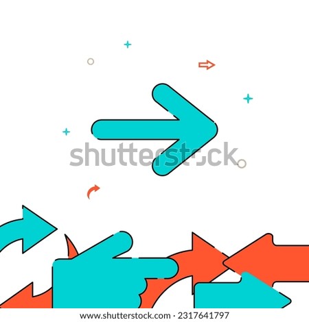 Right forward ahead arrow filled line vector icon, simple illustration, related bottom border.