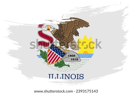 Illinois US State brush stroke flag vector background. Hand drawn grunge style painted isolated banner.
