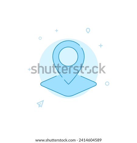 Map pin, location vector icon. Flat illustration. Filled line style. Blue monochrome design. Editable stroke. Adjust line weight.