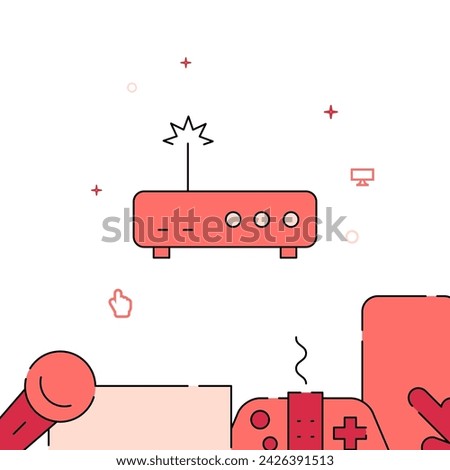 Router, internet filled line vector icon, simple illustration, related bottom border.