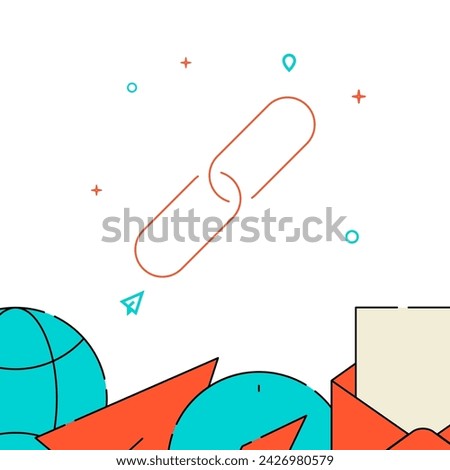 Link, chain filled line vector icon, simple illustration, related bottom border.
